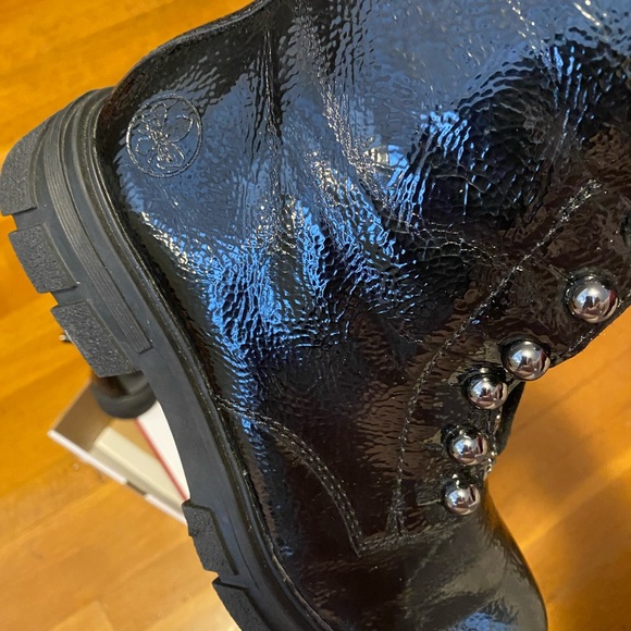 Rieker Women's Shiny Black Combat Boots - Picture 4 of 11